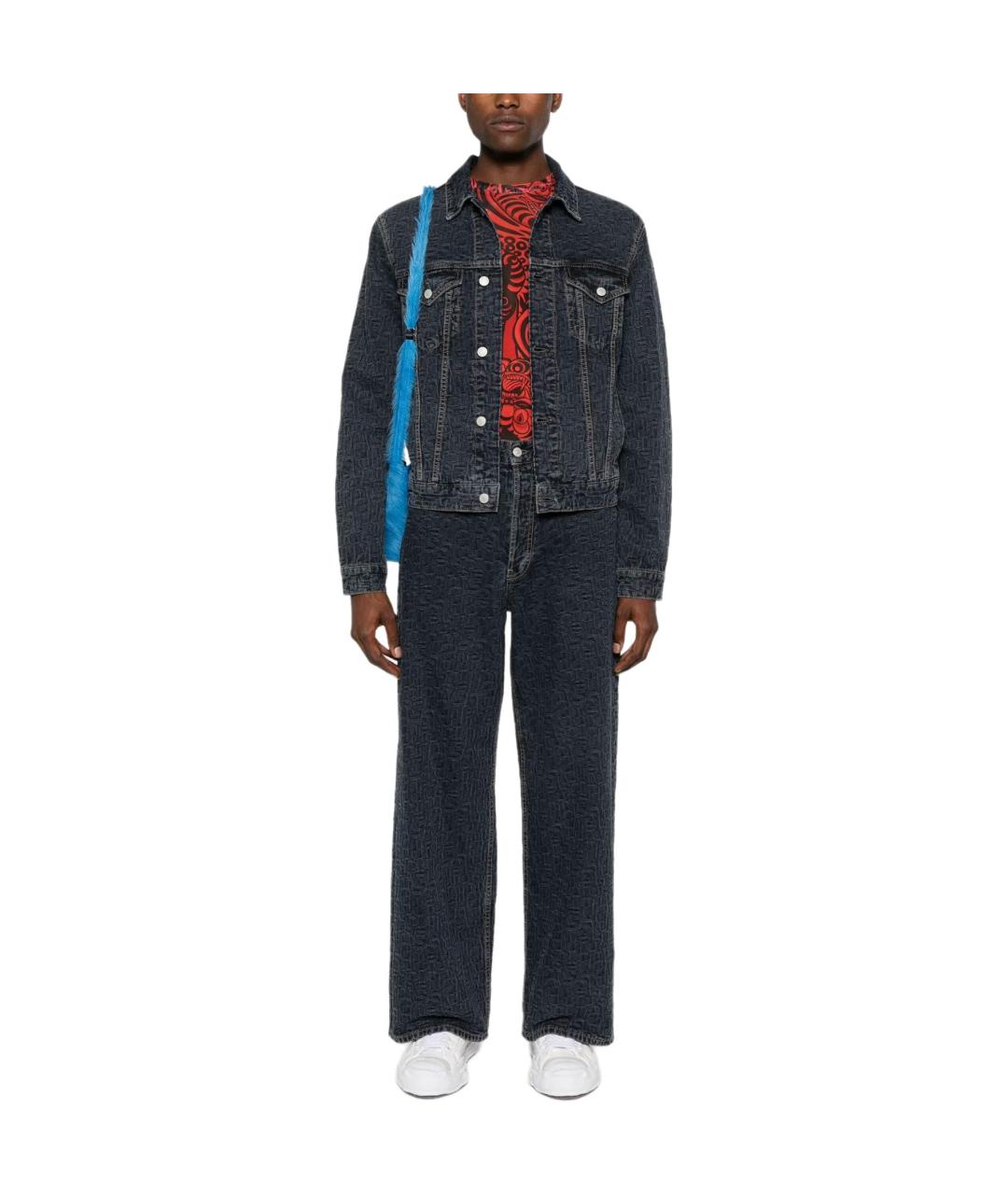 ACNE STUDIOS Темно-синие хлопковые прямые джинсы, фото 2