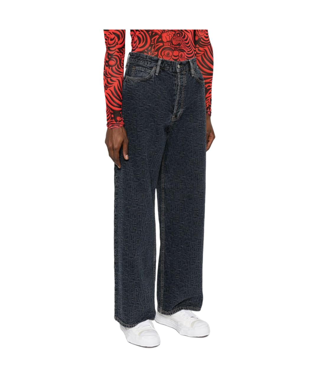 ACNE STUDIOS Темно-синие хлопковые прямые джинсы, фото 4