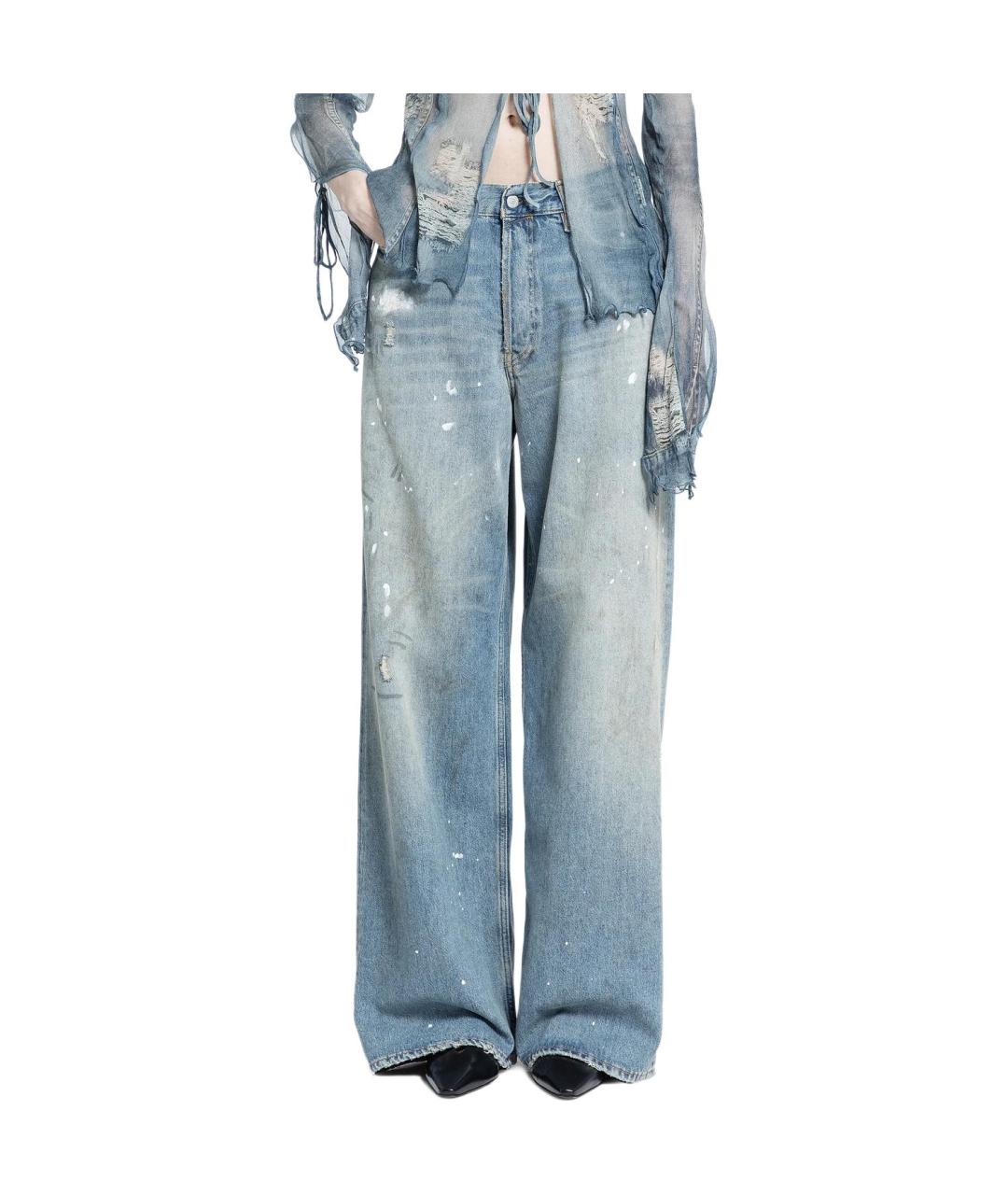 ACNE STUDIOS Голубые хлопковые прямые джинсы, фото 3