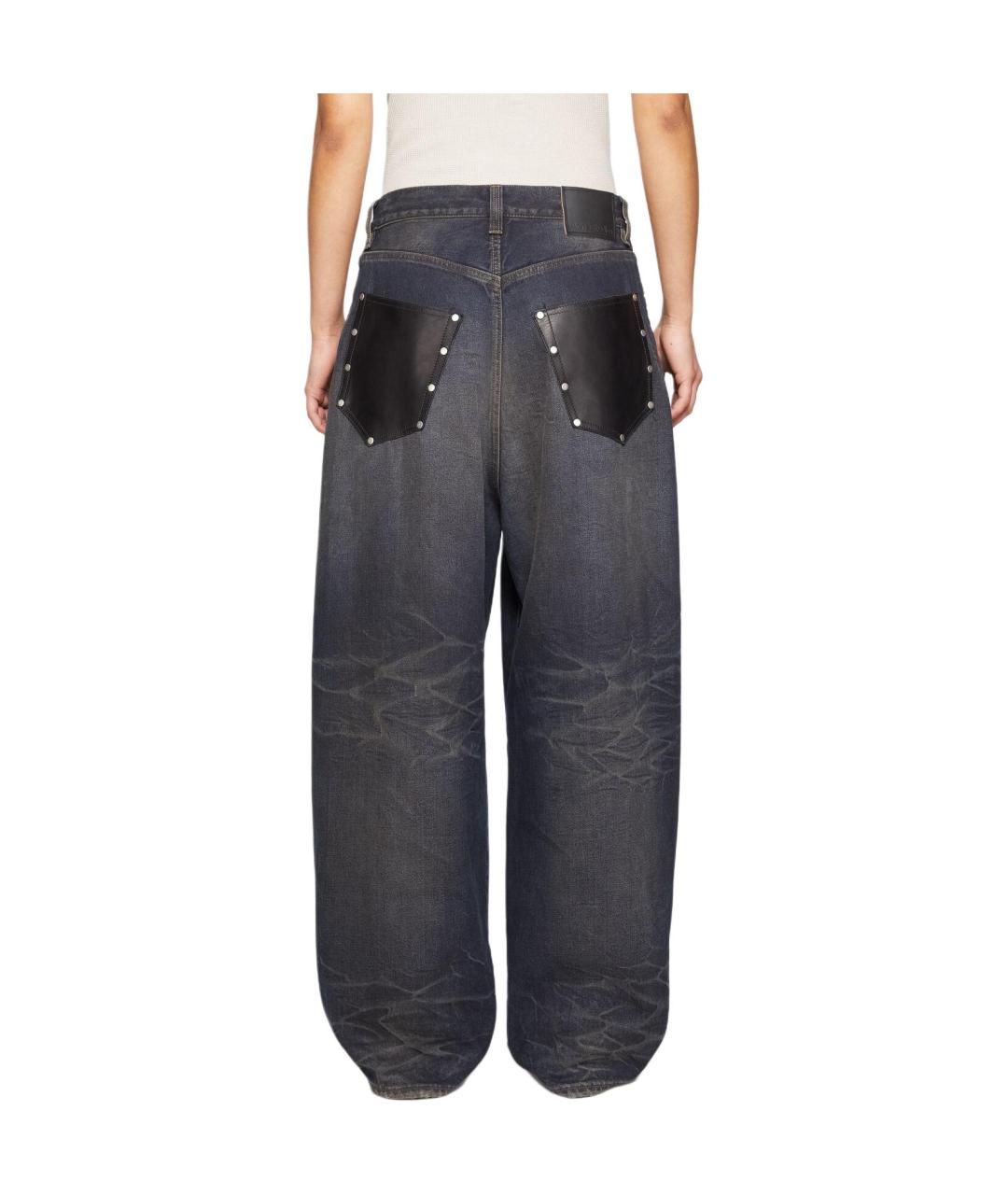 ACNE STUDIOS Темно-синие хлопковые прямые джинсы, фото 3