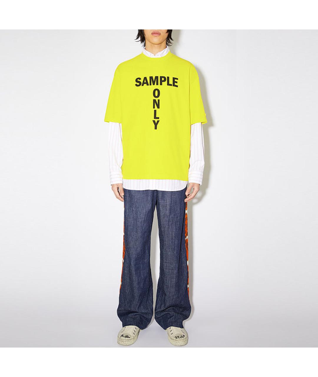 ACNE STUDIOS Желтая хлопковая футболка, фото 2