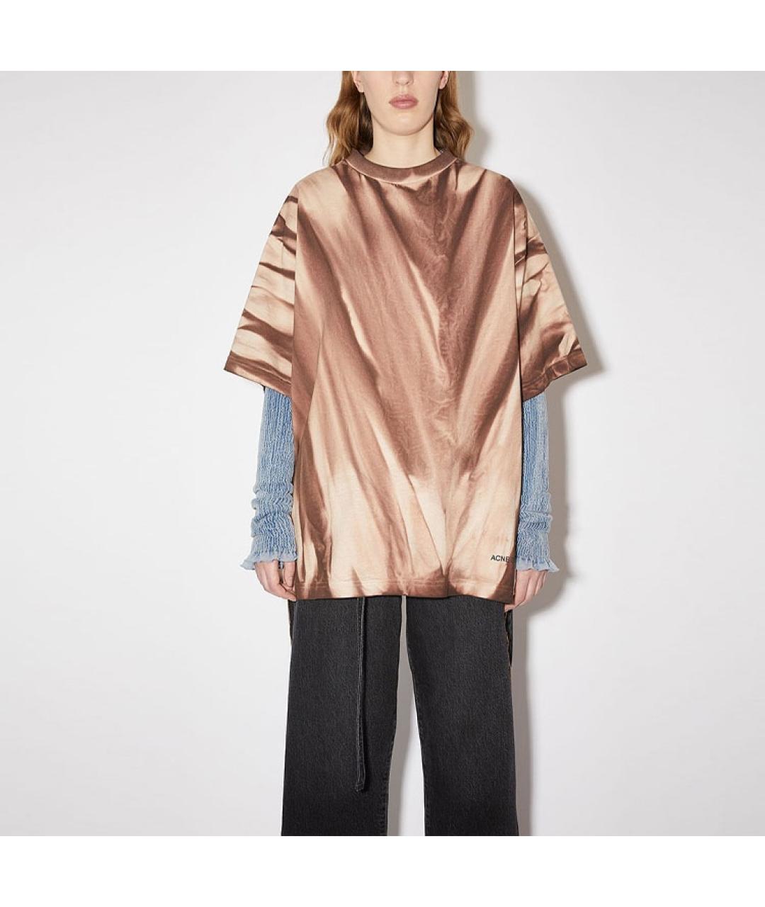 ACNE STUDIOS Бежевая хлопковая футболка, фото 2