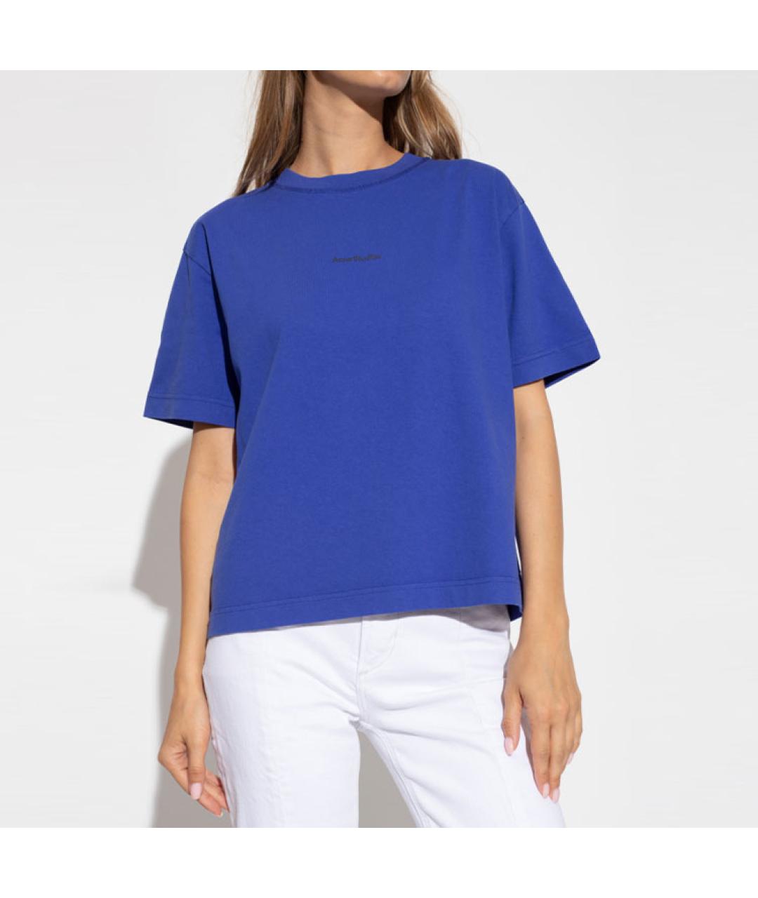 ACNE STUDIOS Синяя хлопковая футболка, фото 3