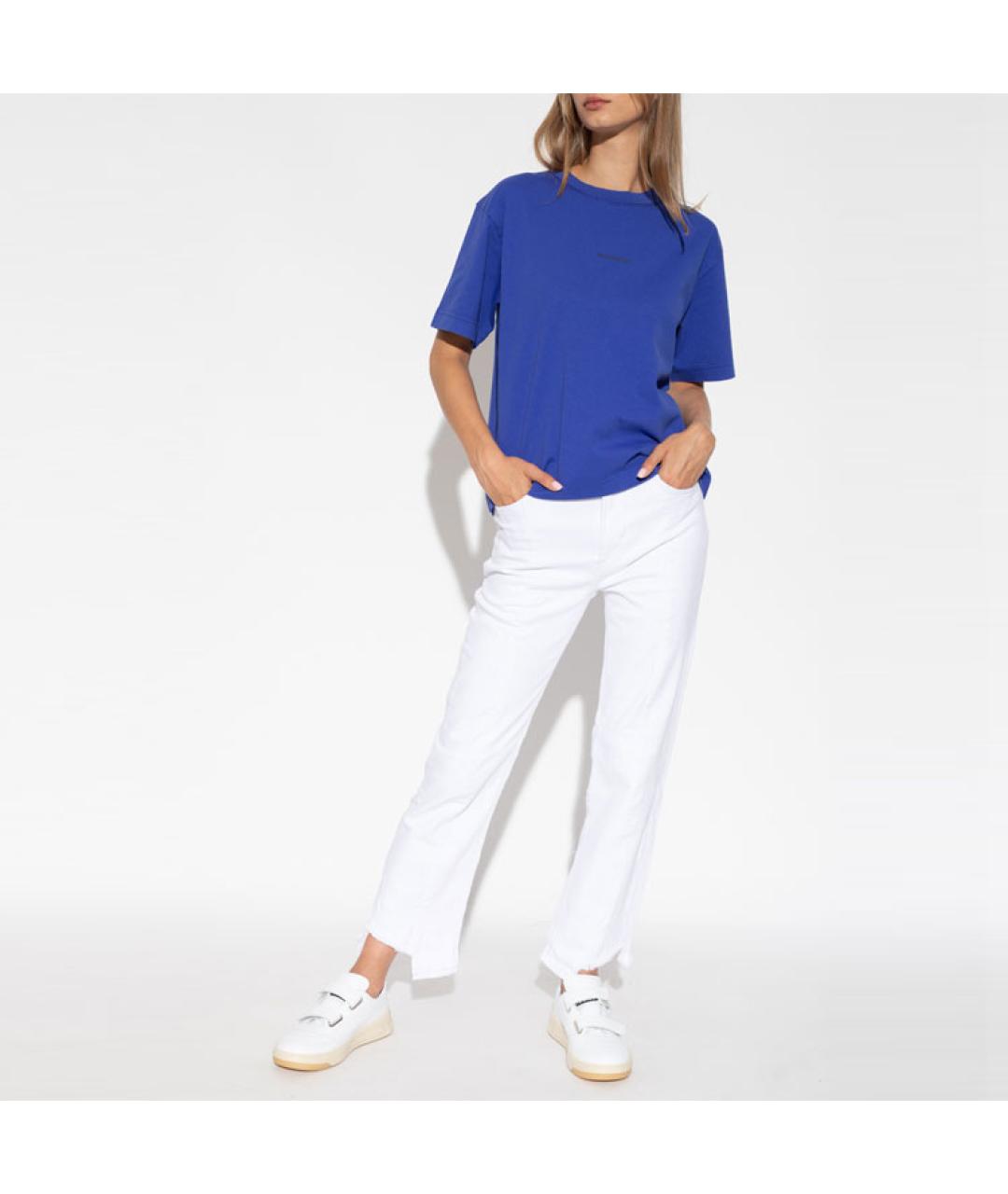 ACNE STUDIOS Синяя хлопковая футболка, фото 2