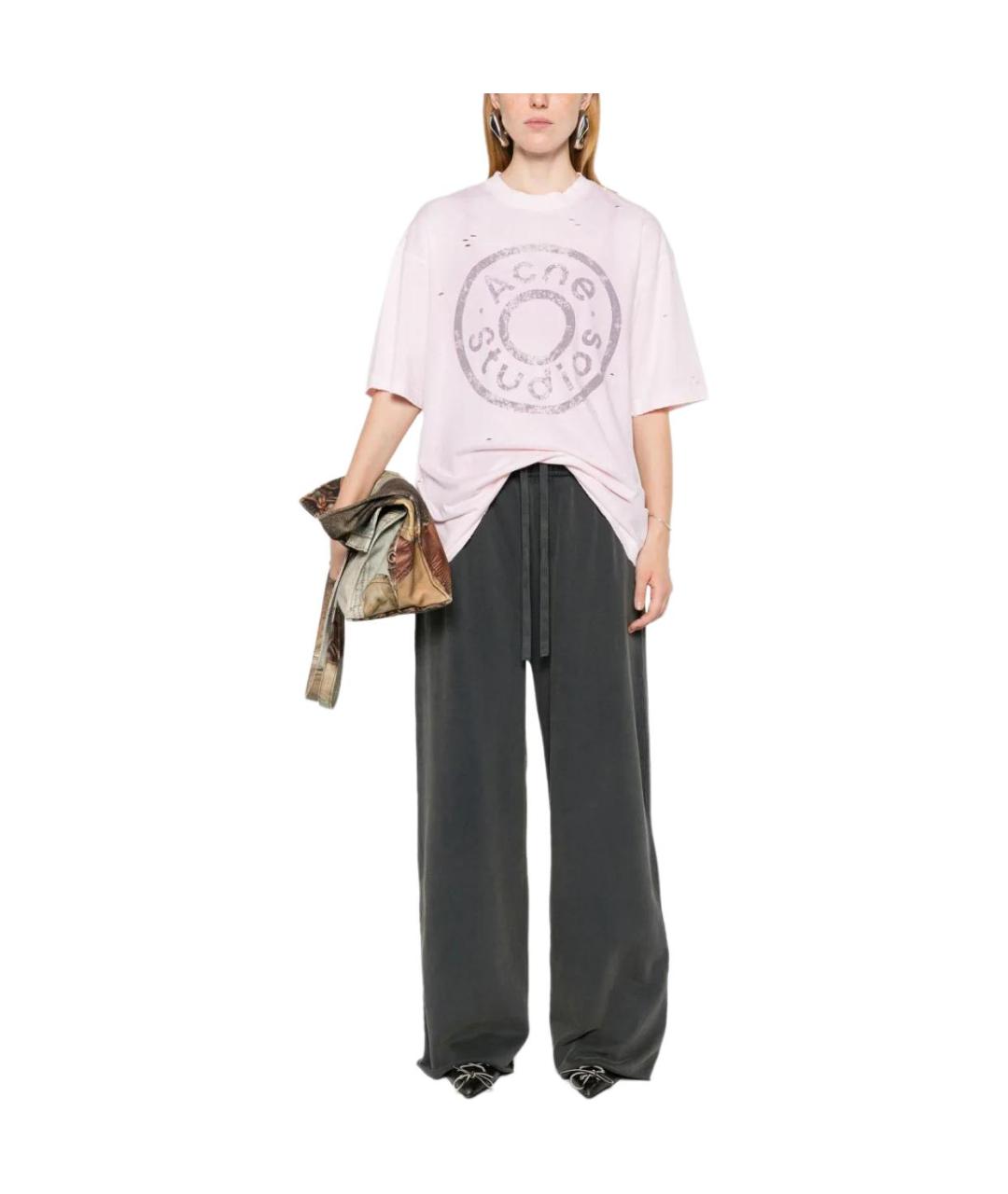 ACNE STUDIOS Розовая хлопковая футболка, фото 2