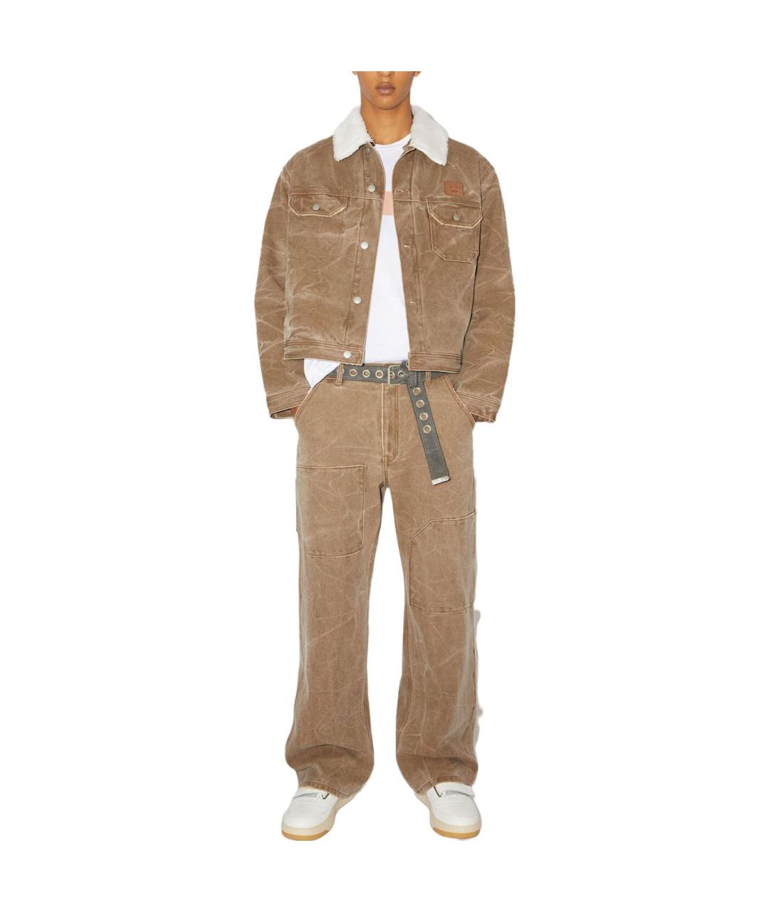 ACNE STUDIOS Коричневые хлопковые прямые джинсы, фото 3
