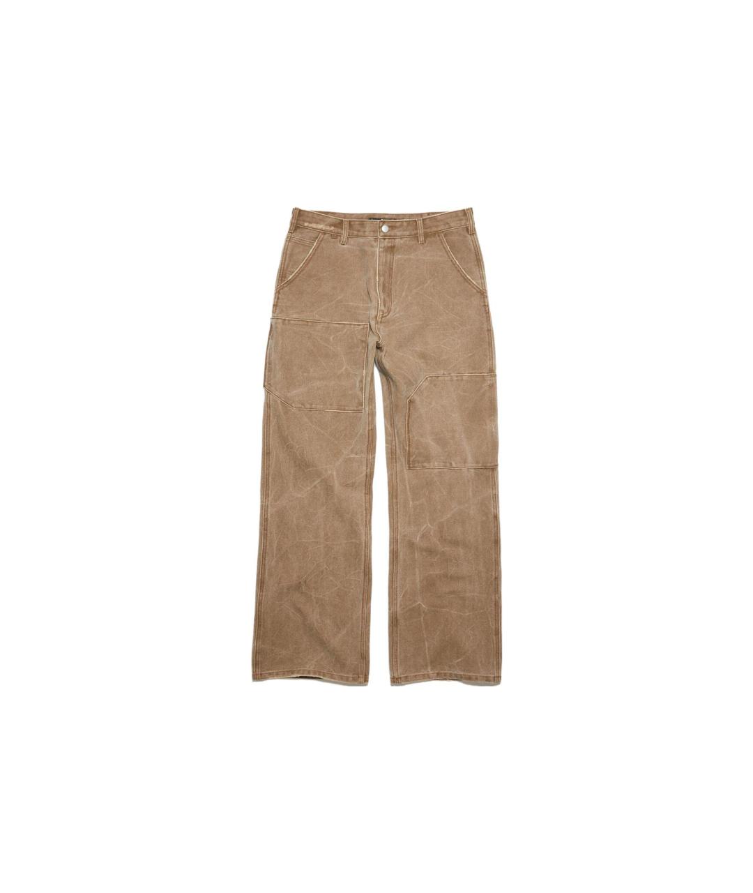 ACNE STUDIOS Коричневые хлопковые прямые джинсы, фото 1