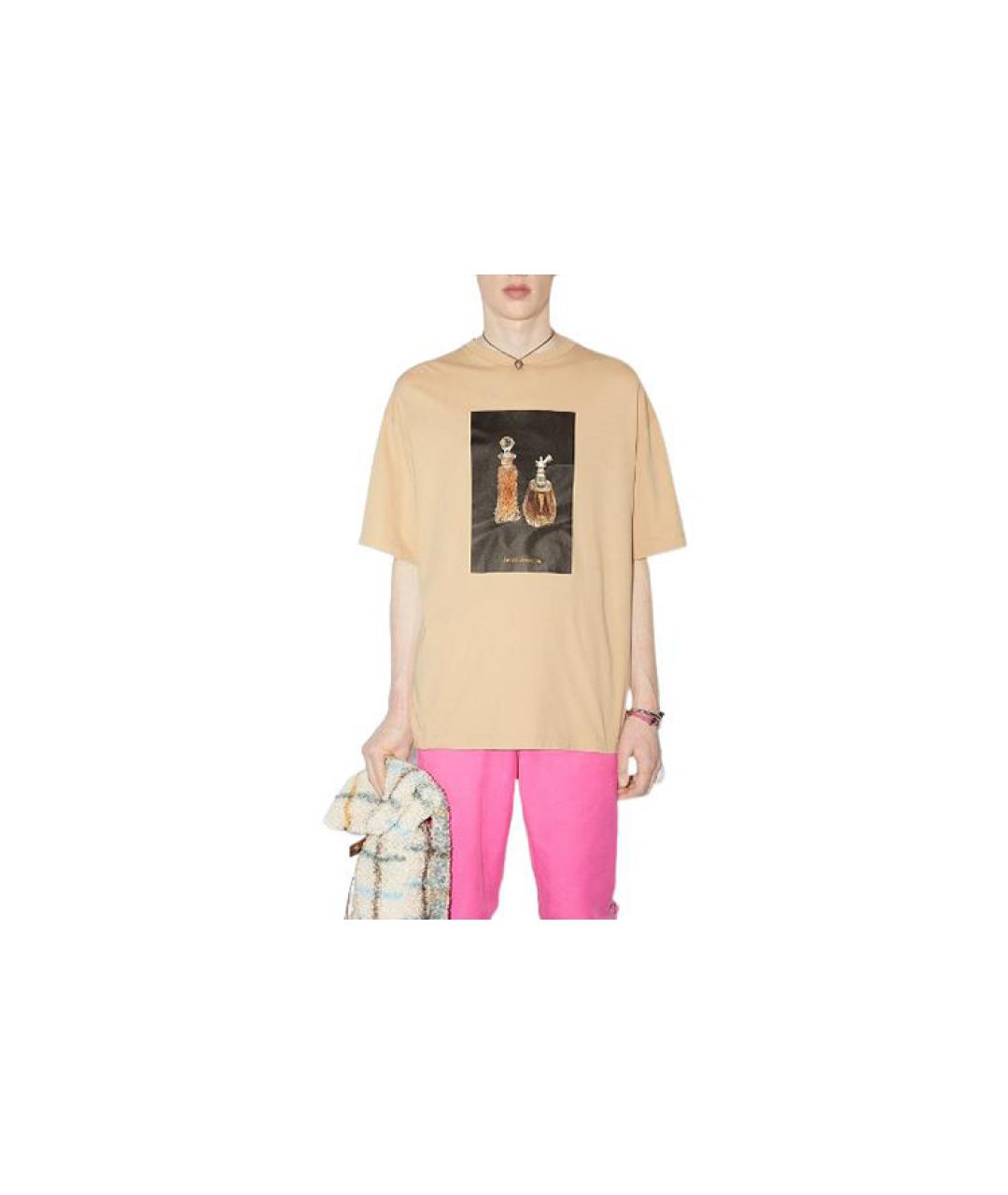 ACNE STUDIOS Бежевая хлопковая футболка, фото 3