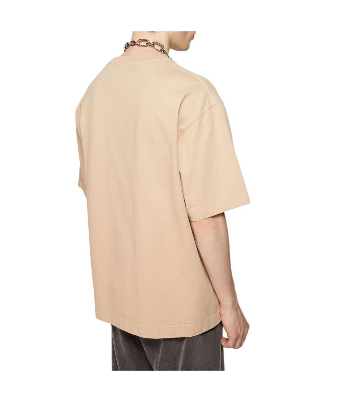 ACNE STUDIOS Бежевая хлопковая футболка, фото 3