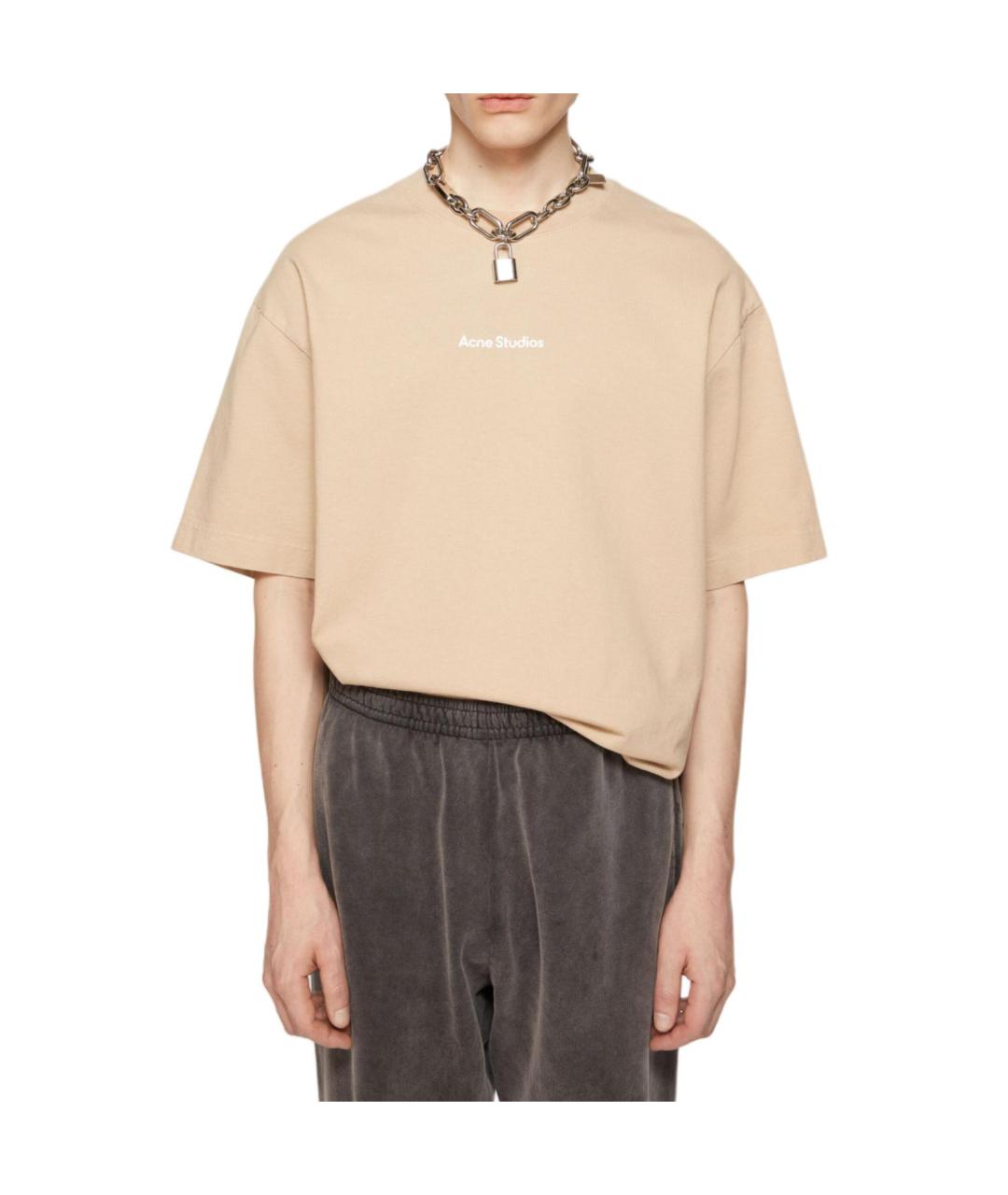 ACNE STUDIOS Бежевая хлопковая футболка, фото 2
