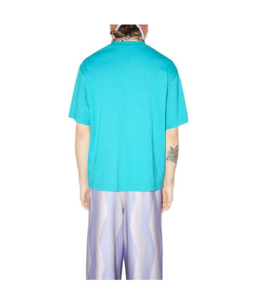 ACNE STUDIOS Бирюзовая хлопковая футболка, фото 3
