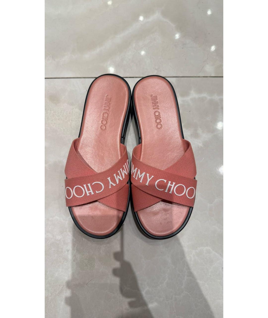 JIMMY CHOO Коралловые текстильные сабо, фото 3