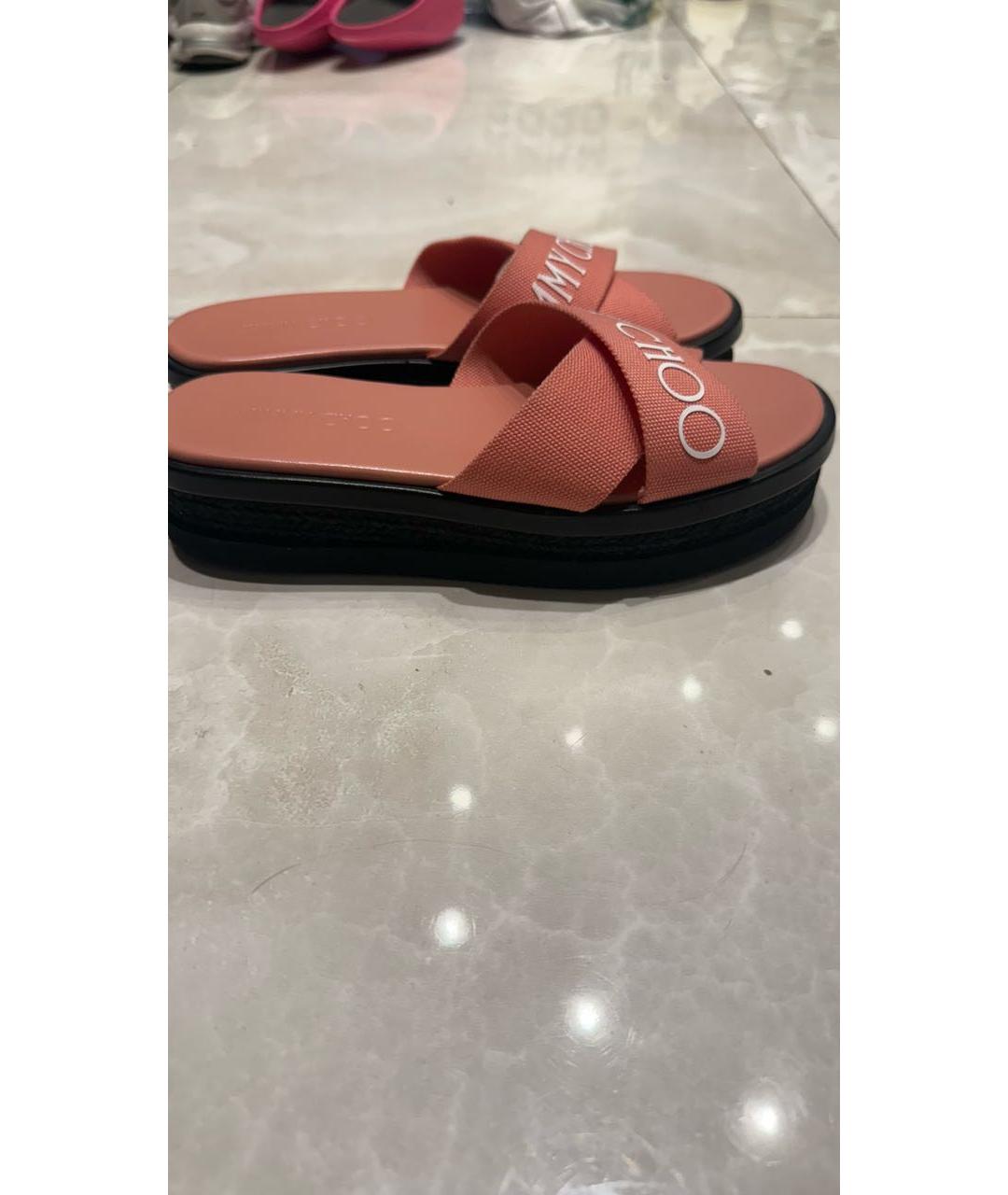 JIMMY CHOO Коралловые текстильные сабо, фото 6