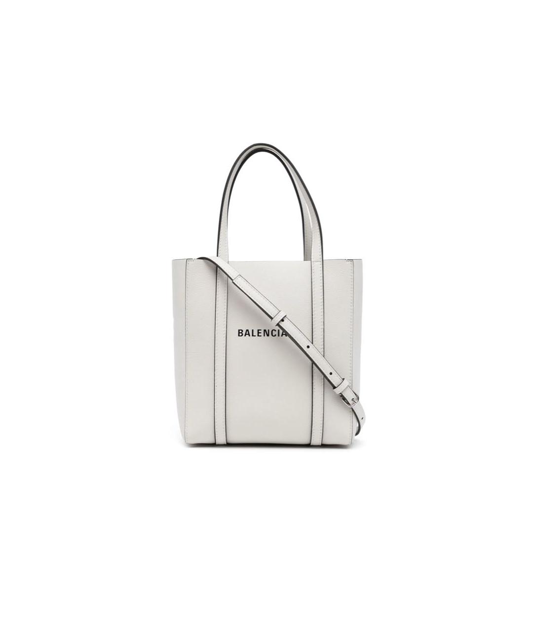 BALENCIAGA Белая кожаная сумка с короткими ручками, фото 1