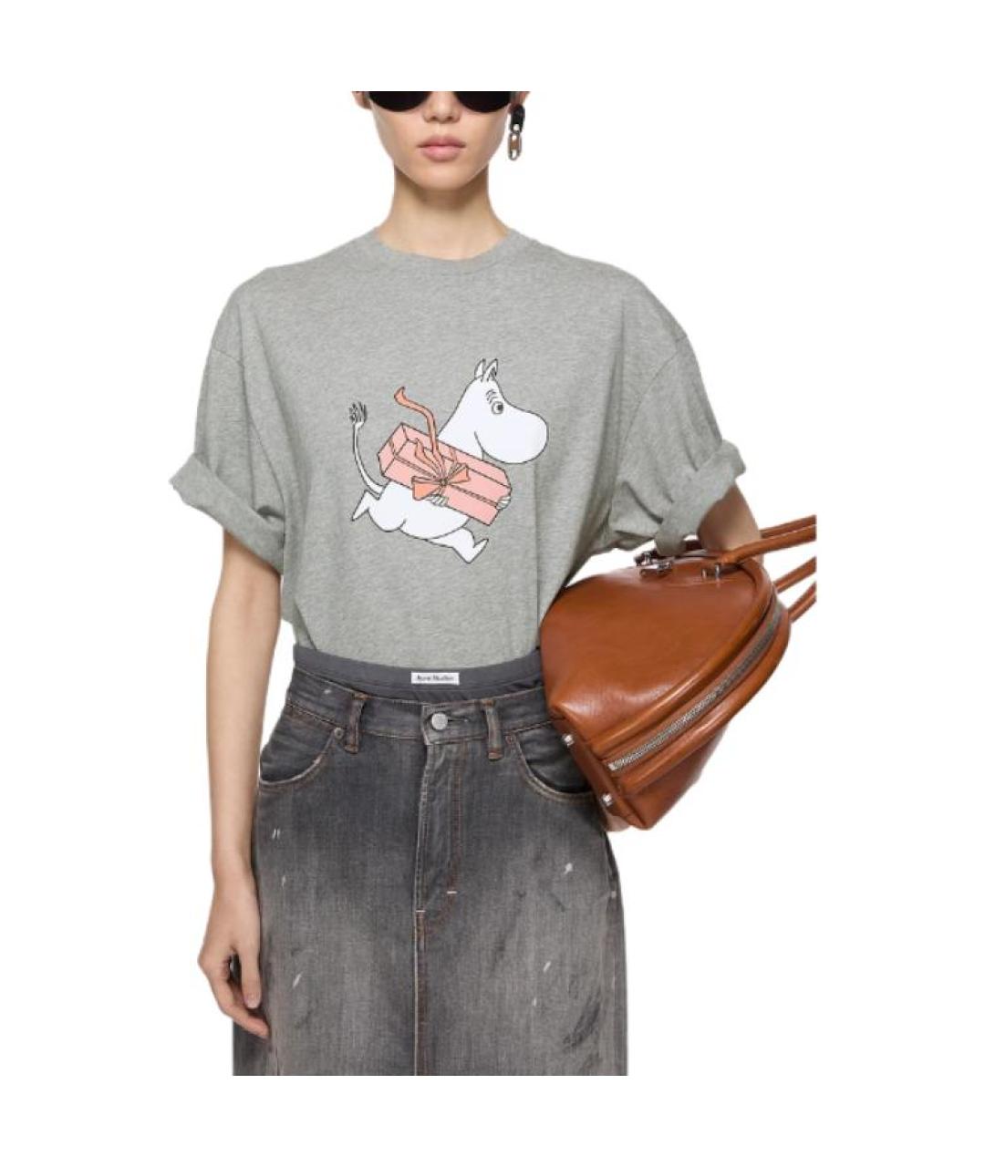 ACNE STUDIOS Серая хлопковая футболка, фото 2