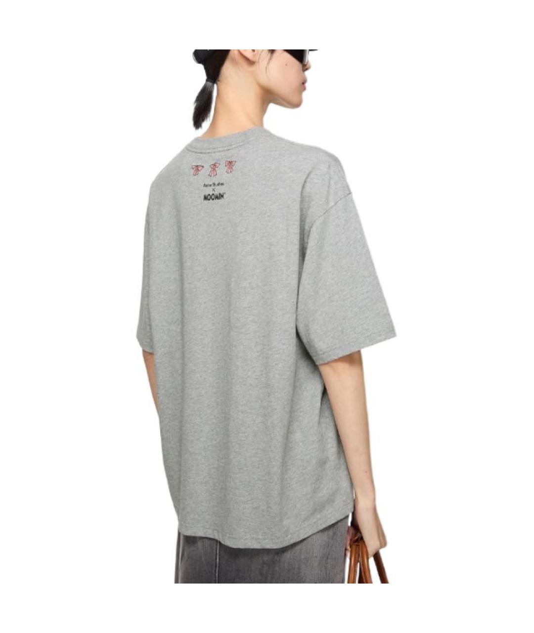 ACNE STUDIOS Серая хлопковая футболка, фото 3