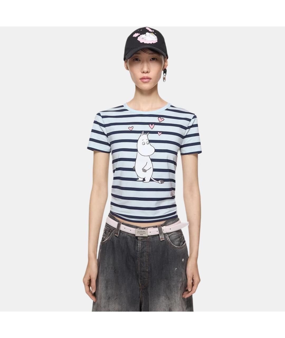 ACNE STUDIOS Голубая хлопковая футболка, фото 5