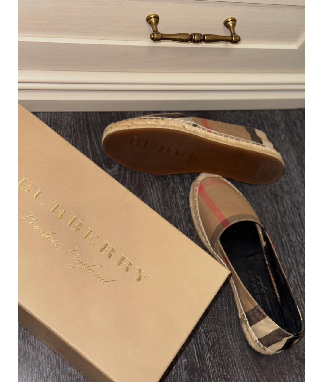 BURBERRY Бежевые текстильные эспадрильи, фото 5