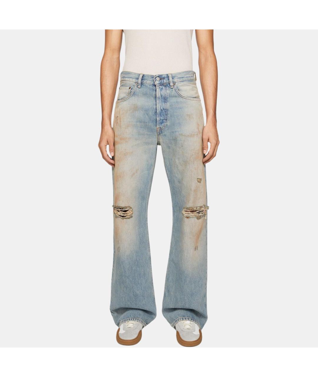 ACNE STUDIOS Голубые хлопковые прямые джинсы, фото 2