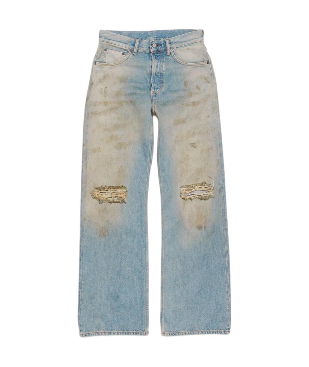 ACNE STUDIOS Голубые хлопковые прямые джинсы, фото 1