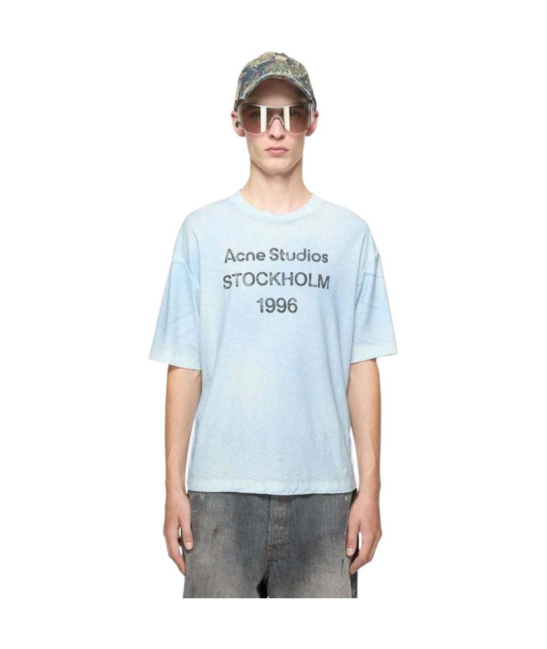 ACNE STUDIOS Голубая хлопковая футболка, фото 2