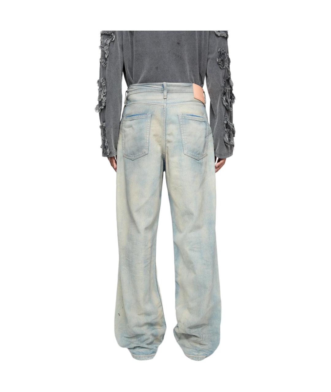 ACNE STUDIOS Голубые хлопковые прямые джинсы, фото 3