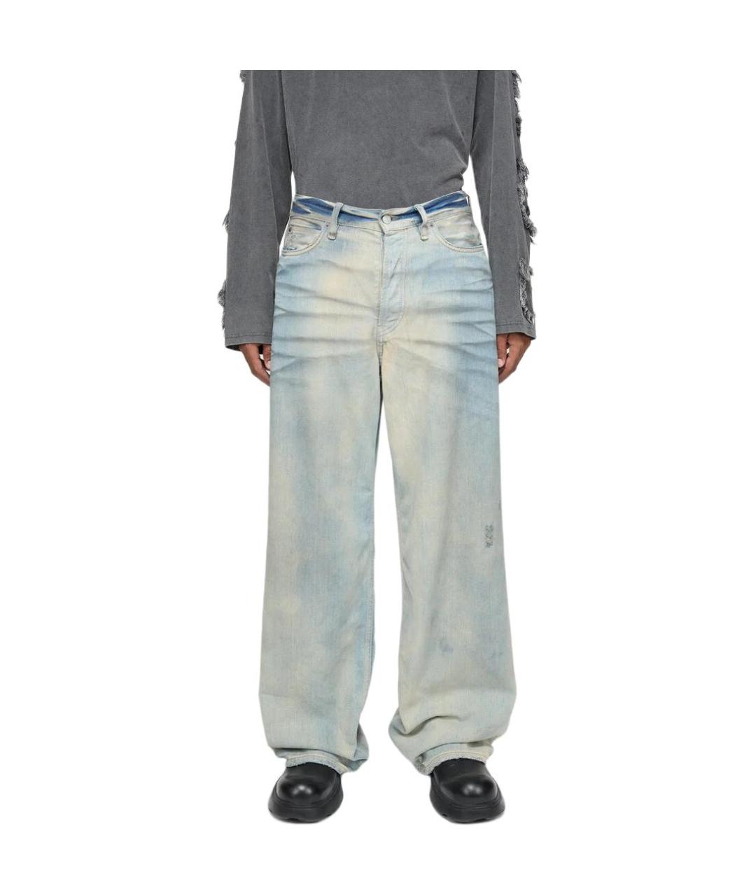 ACNE STUDIOS Голубые хлопковые прямые джинсы, фото 2