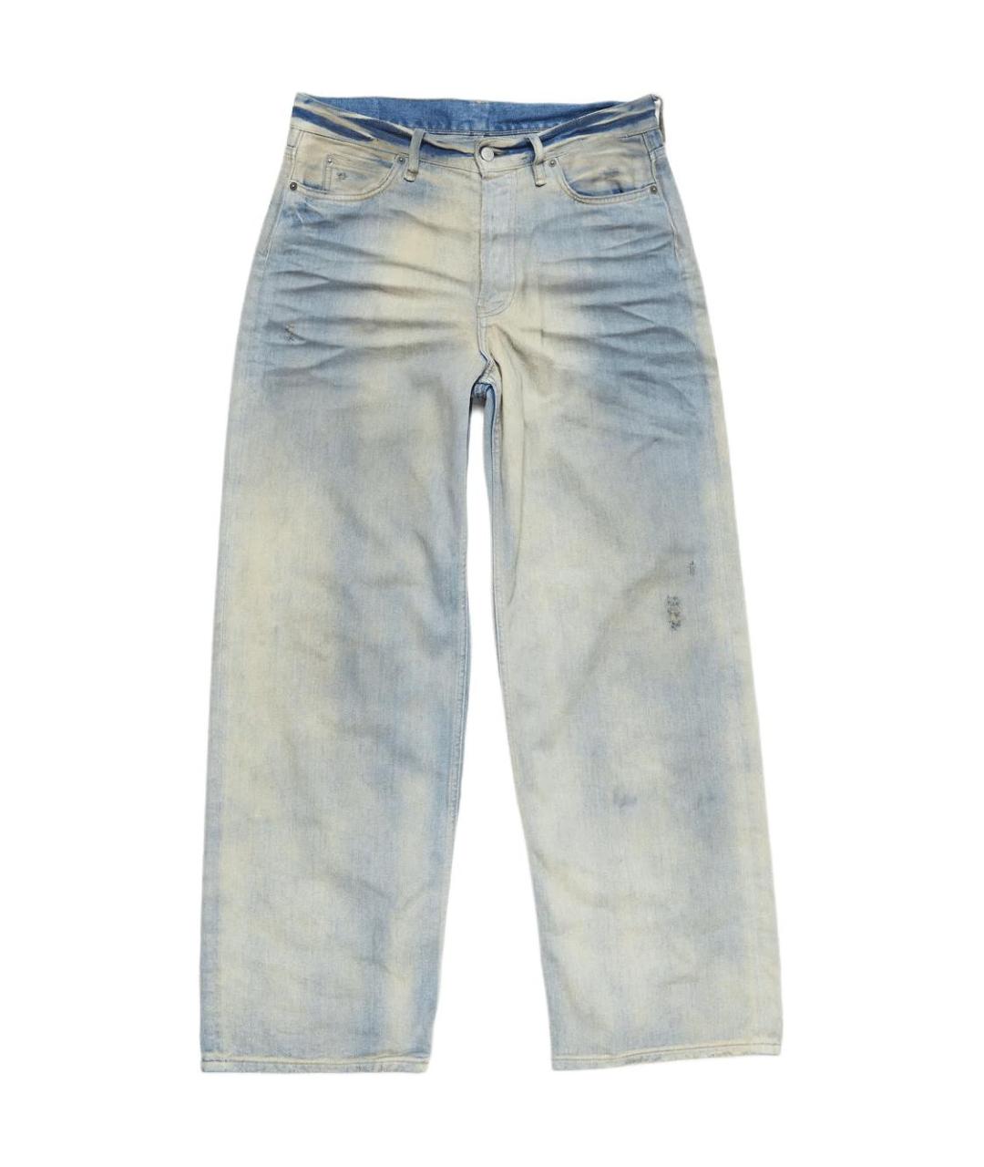 ACNE STUDIOS Голубые хлопковые прямые джинсы, фото 1