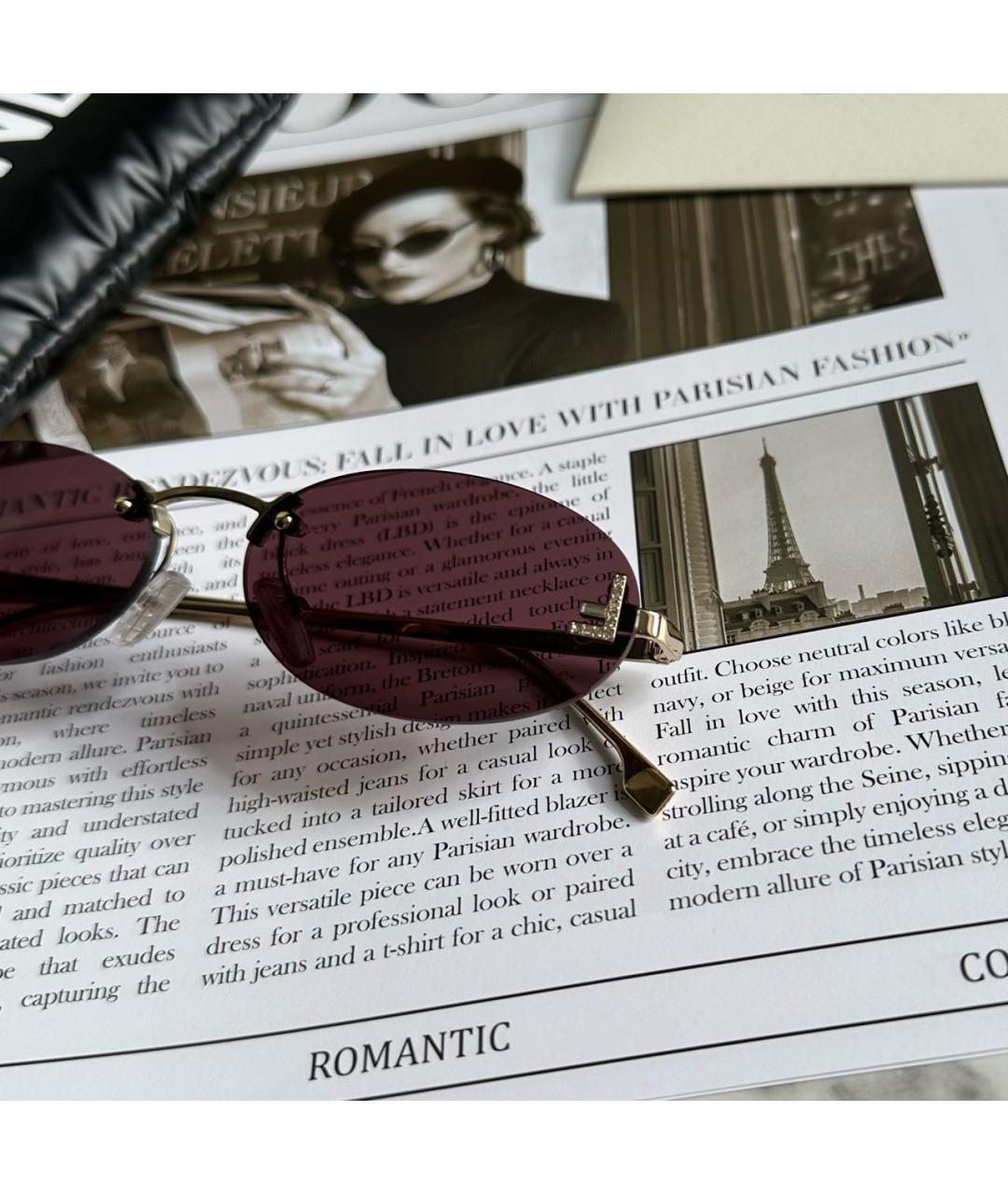 FENDI Золотые металлические солнцезащитные очки, фото 3