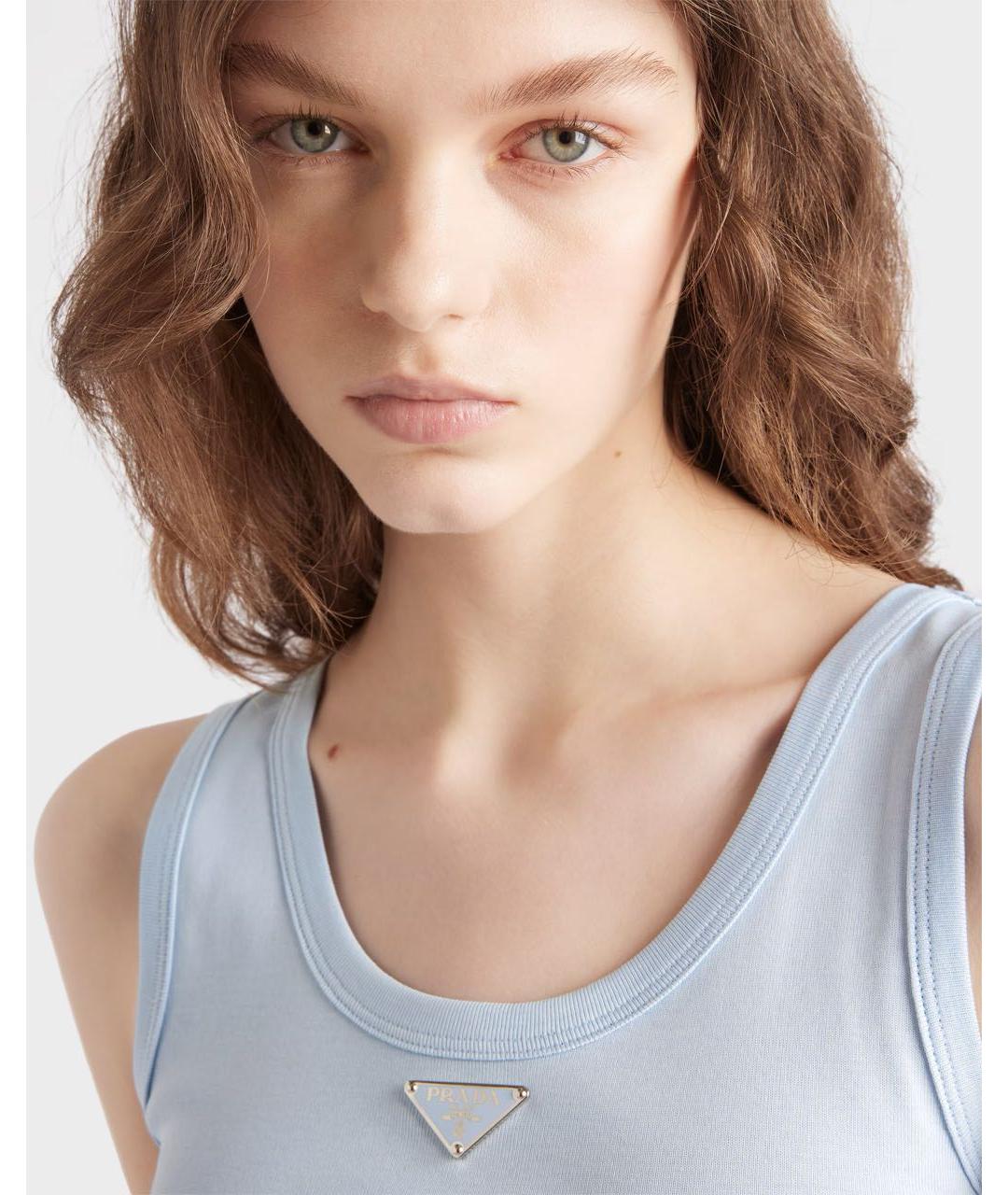 PRADA Голубая хлопковая майка, фото 3