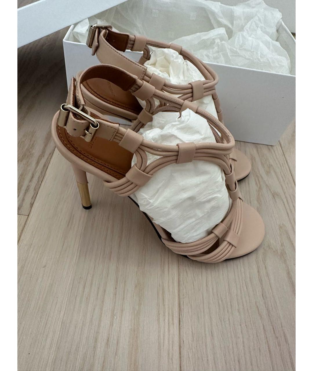 GIVENCHY Бежевые кожаные босоножки, фото 8