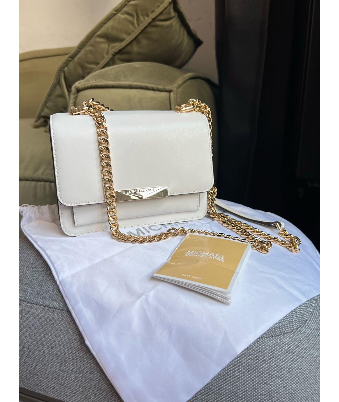 MICHAEL KORS Белая кожаная сумка через плечо, фото 8