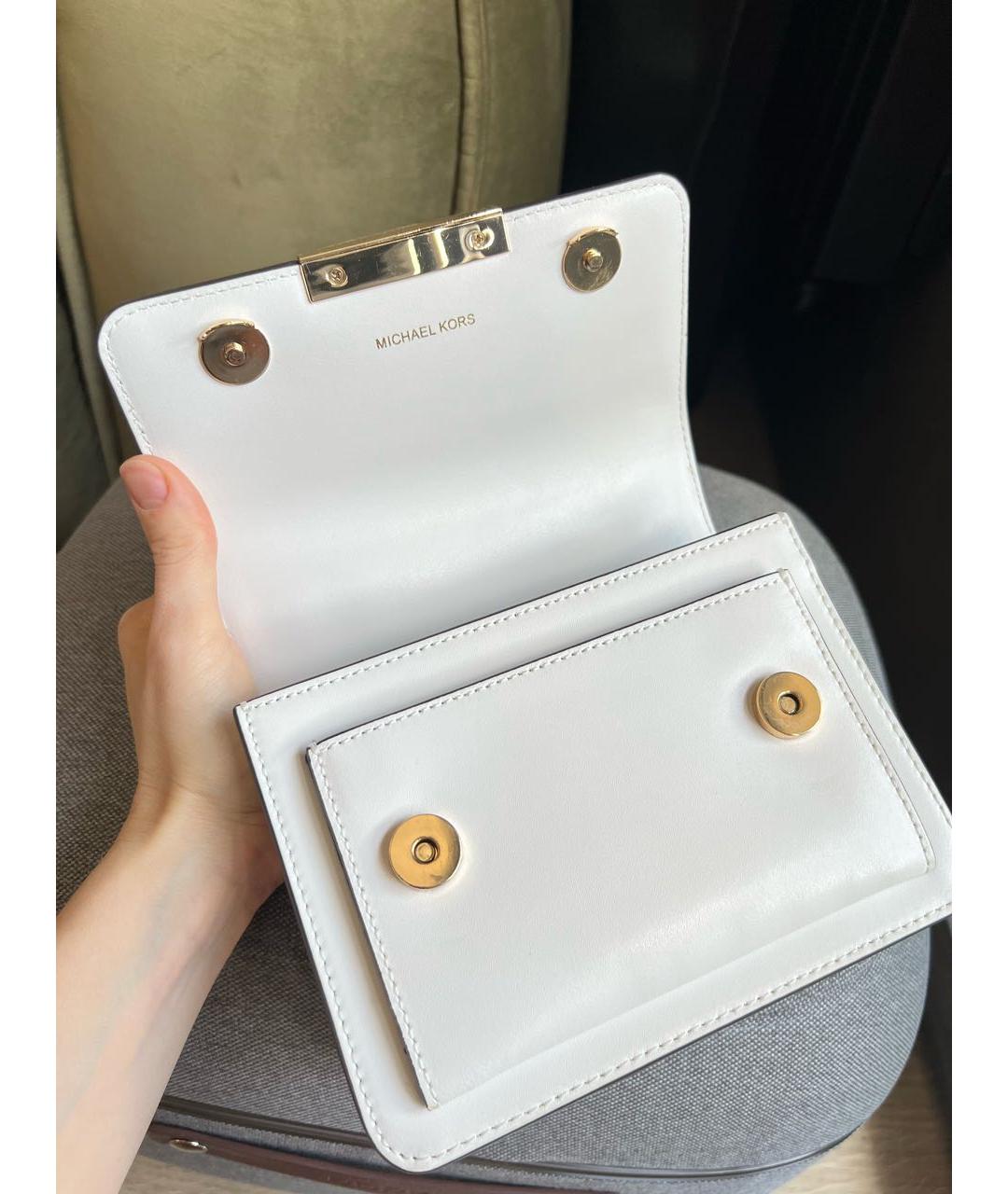 MICHAEL KORS Белая кожаная сумка через плечо, фото 2