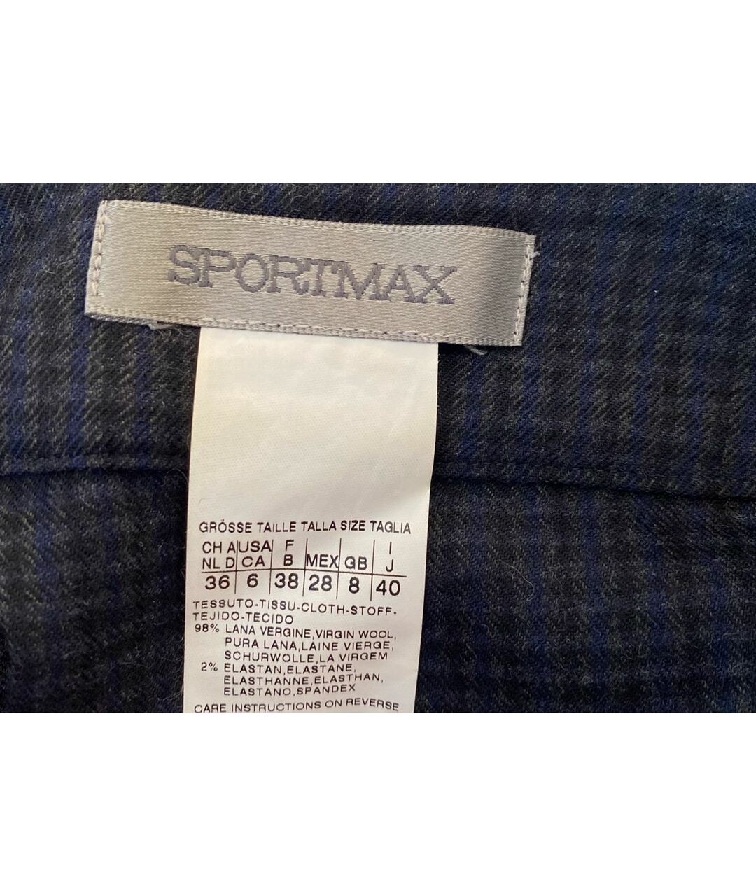 SPORTMAX Темно-синяя шерстяная юбка миди, фото 3