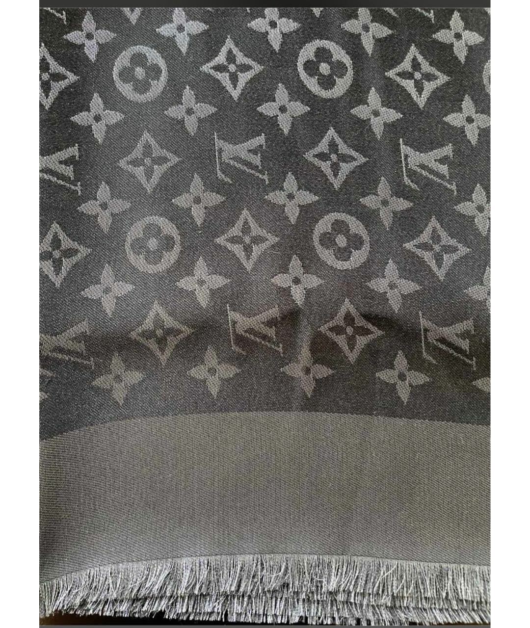 LOUIS VUITTON PRE-OWNED Серый шелковый шарф, фото 2