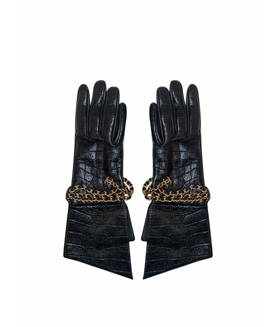 CHANEL PRE-OWNED Черные кожаные перчатки, фото 1
