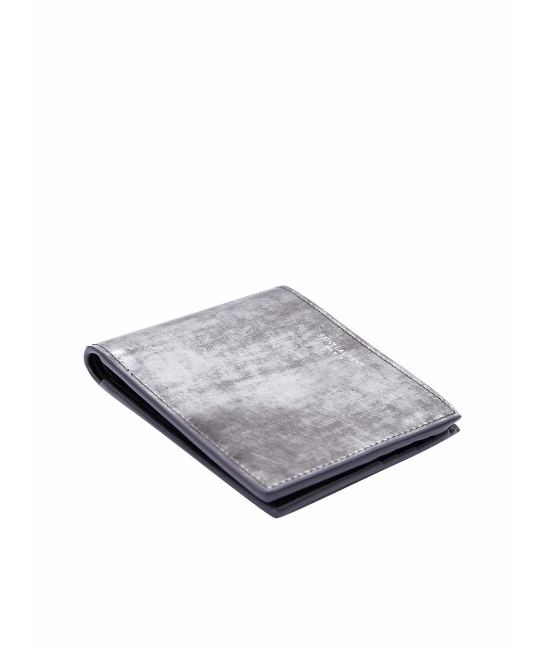 SAINT LAURENT Серый кожаный кошелек, фото 4