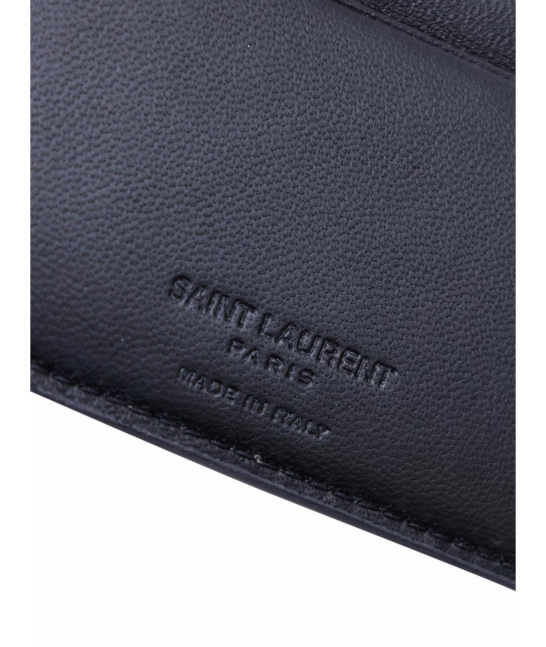 SAINT LAURENT Серый кожаный кошелек, фото 6