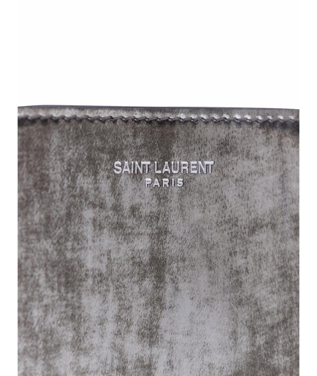 SAINT LAURENT Серый кожаный кошелек, фото 3