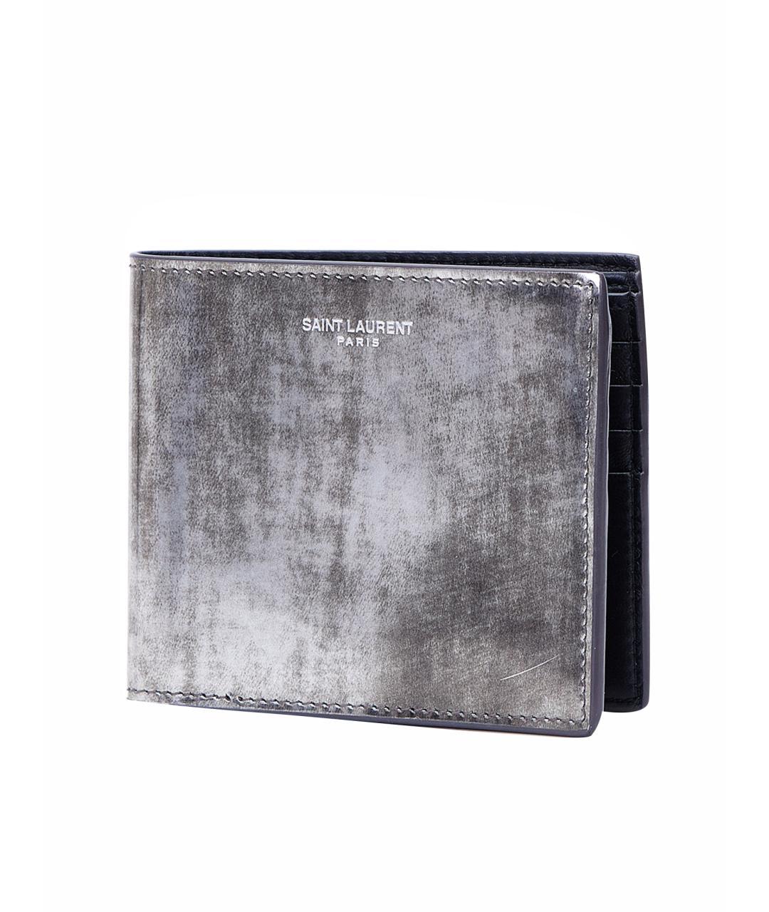 SAINT LAURENT Серый кожаный кошелек, фото 1