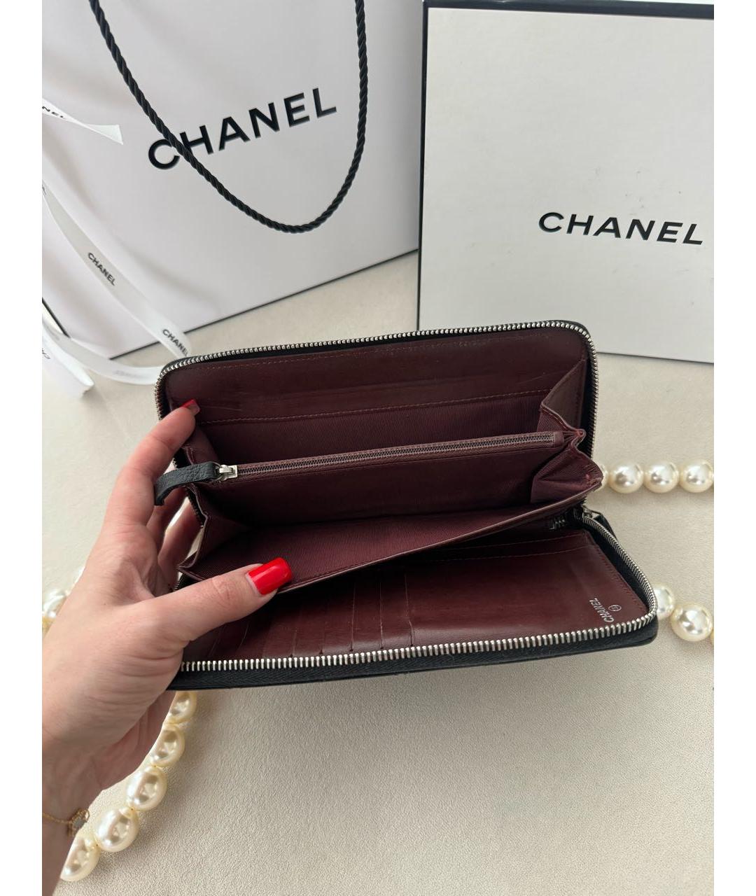 CHANEL Черный кожаный кошелек, фото 7