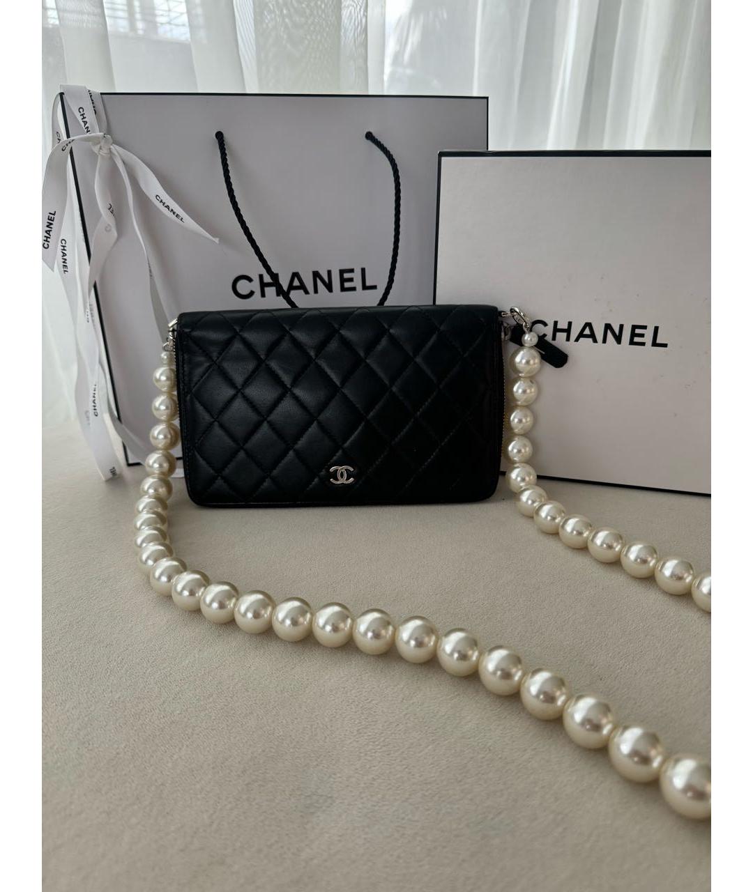 CHANEL Черный кожаный кошелек, фото 2