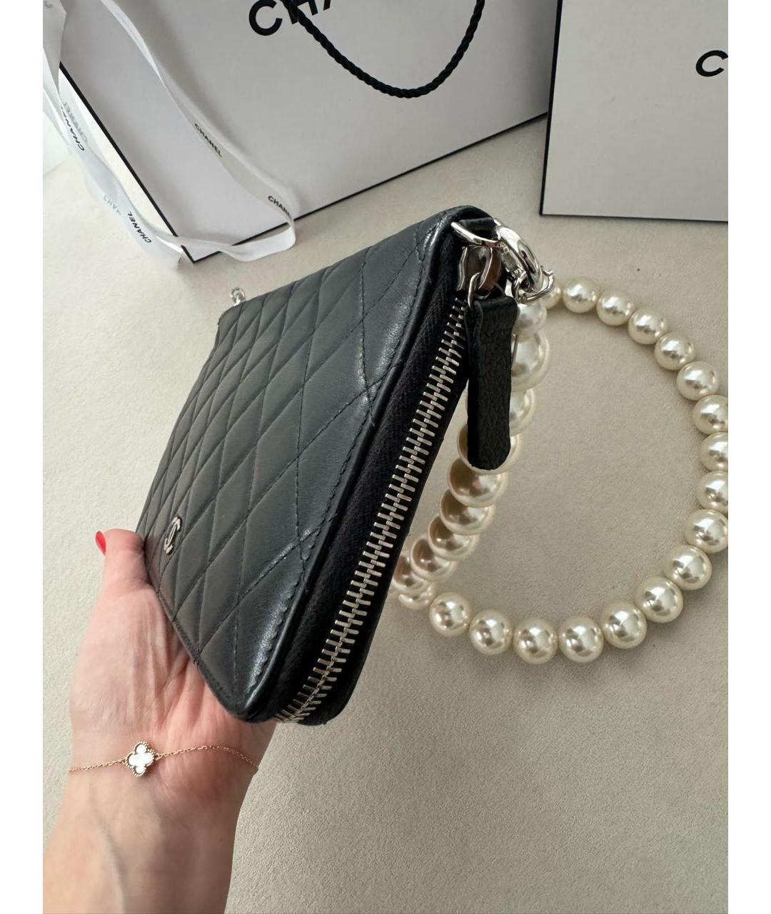 CHANEL Черный кожаный кошелек, фото 5