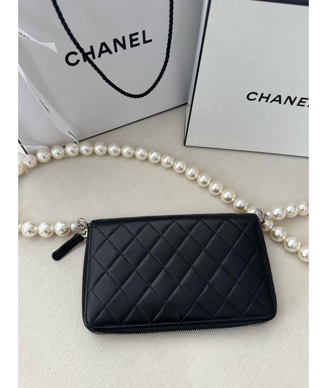 CHANEL Черный кожаный кошелек, фото 4