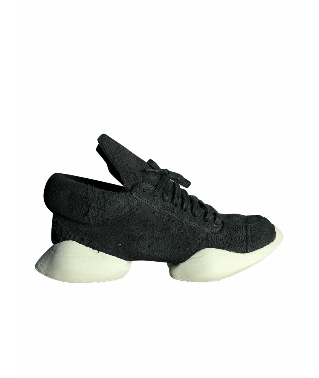 ADIDAS BY RICK OWENS Черные замшевые низкие кроссовки / кеды, фото 1