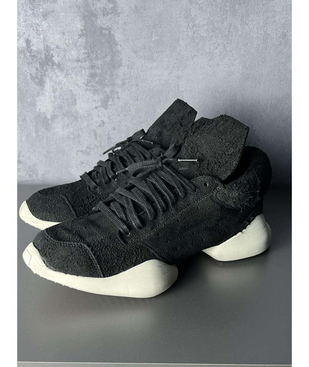 ADIDAS BY RICK OWENS Черные замшевые низкие кроссовки / кеды, фото 2