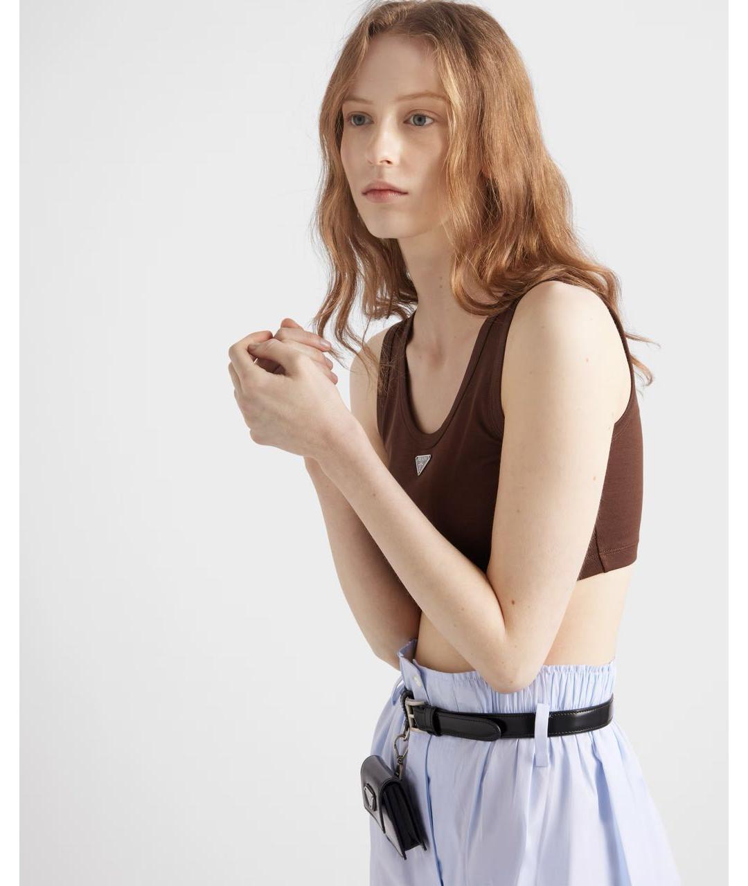 PRADA Коричневая хлопковая майка, фото 3