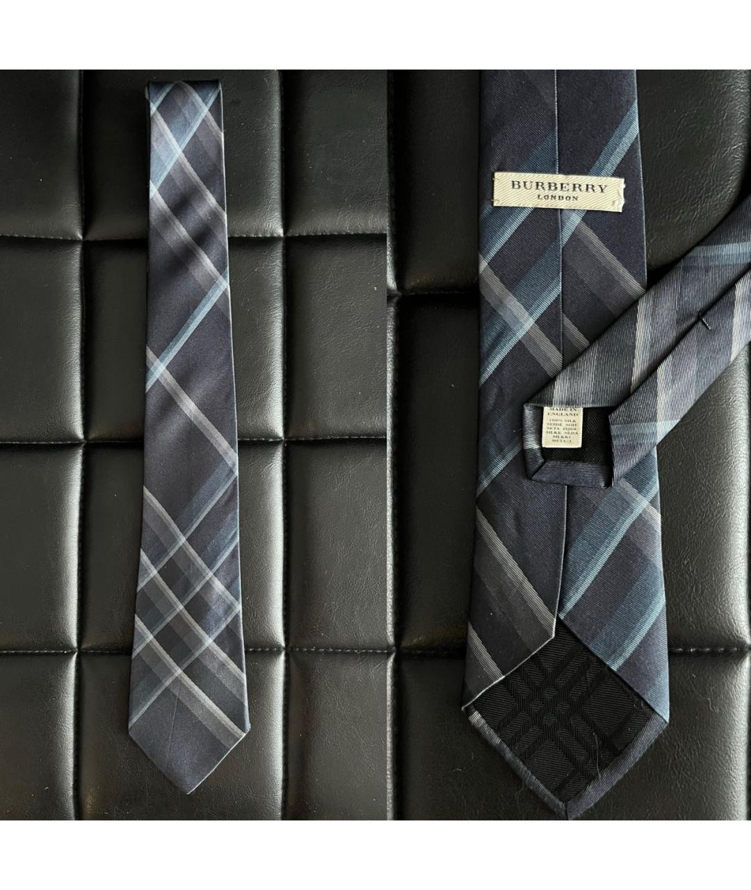 BURBERRY Темно-синий шелковый галстук, фото 4