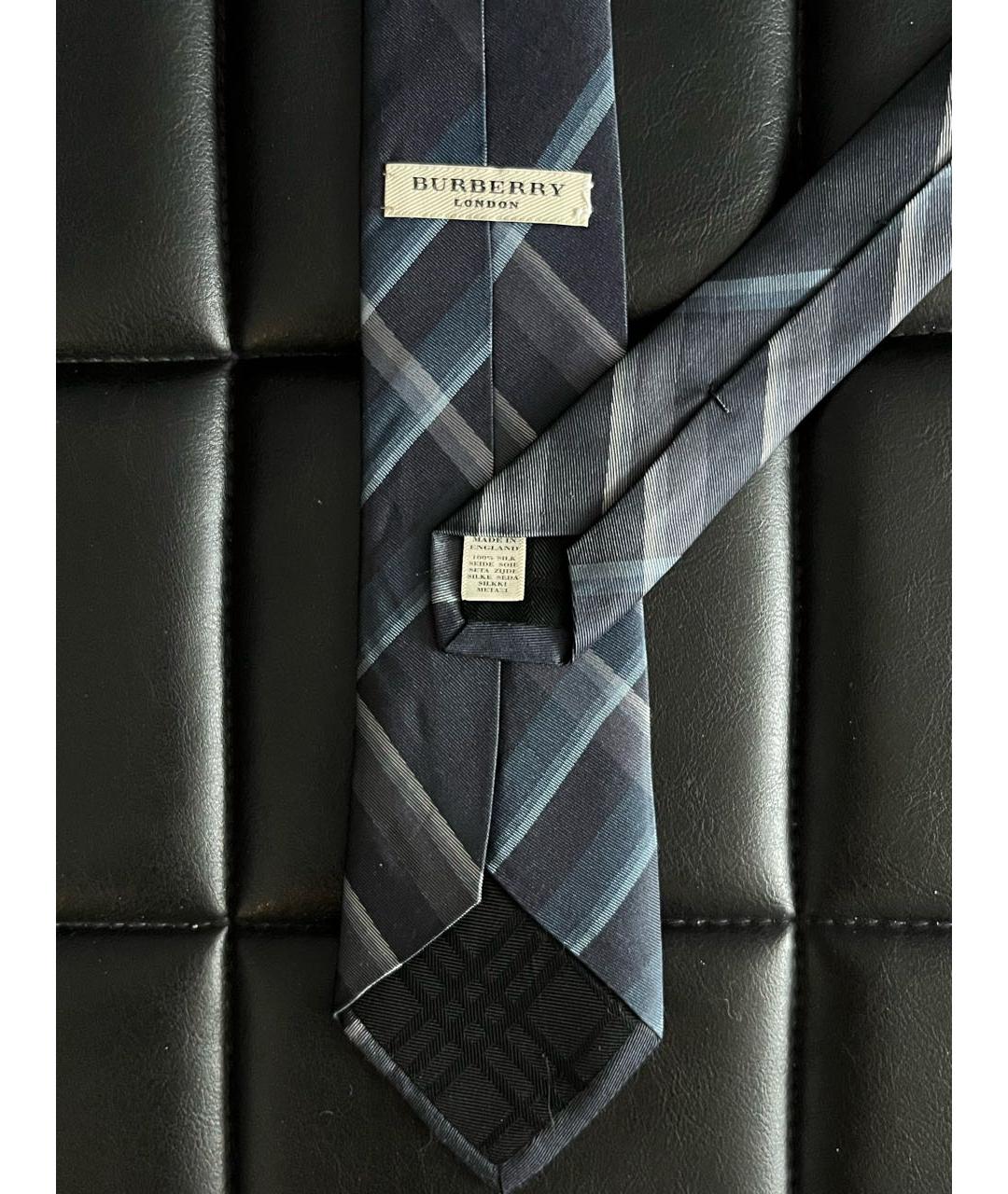 BURBERRY Темно-синий шелковый галстук, фото 3