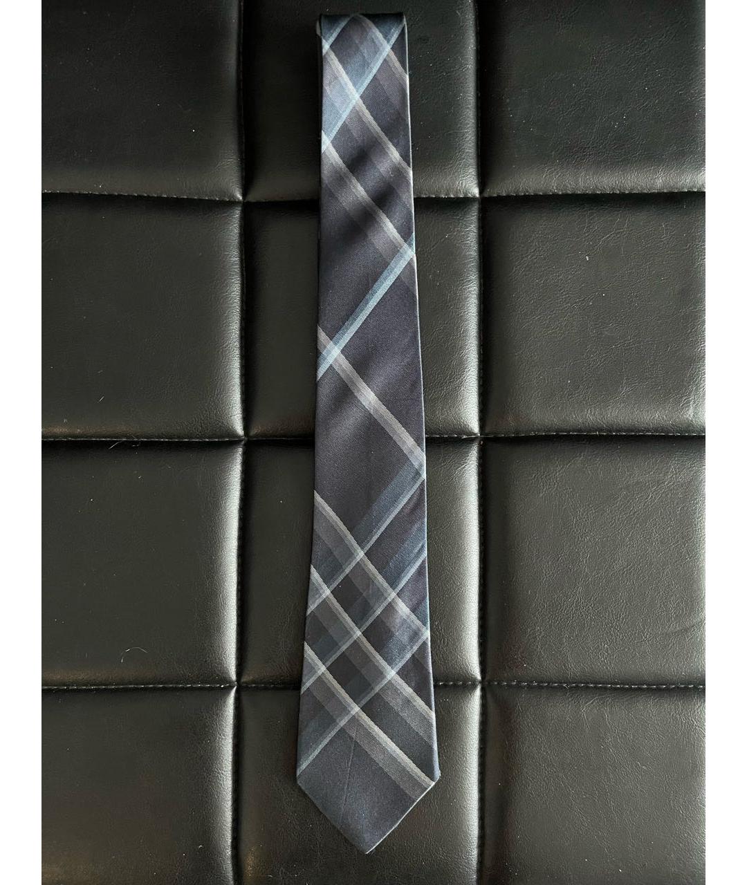 BURBERRY Темно-синий шелковый галстук, фото 2